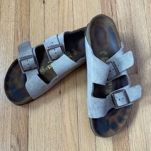 Birkenstock Arizona Gray Sandal Suede Sz 39